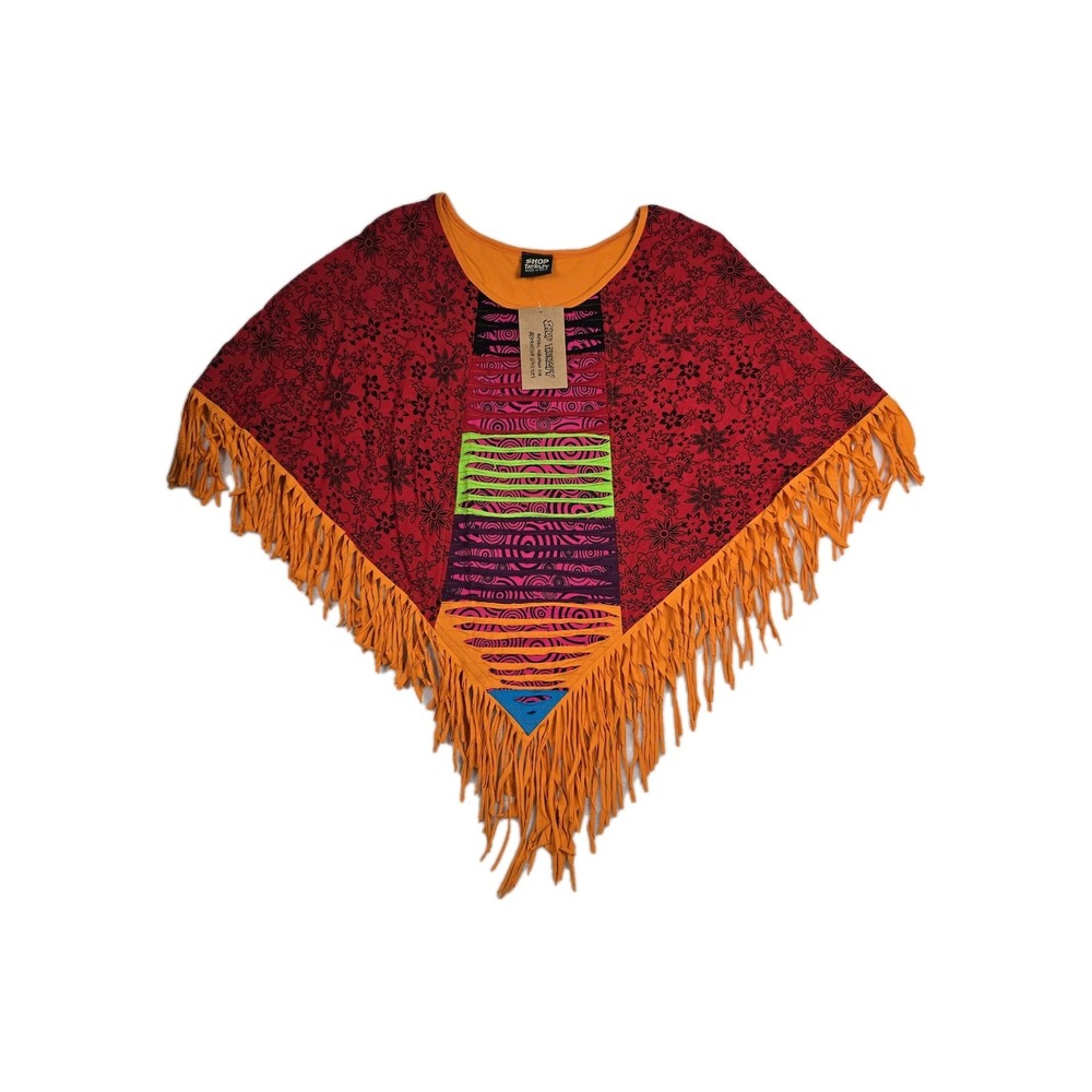 Shop Therapy‎ Women's One Size Poncho Boho Hippie Orange Red New